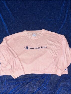 Champion Pink Logo Waffle Knit Crewneck